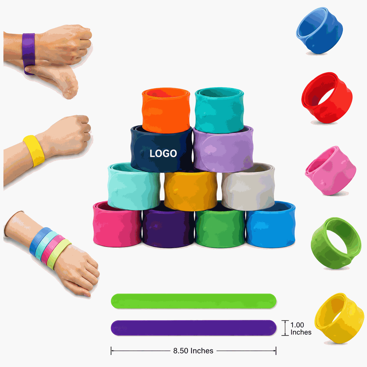 Customizable Silicone Snap-On Slap Bracelet
