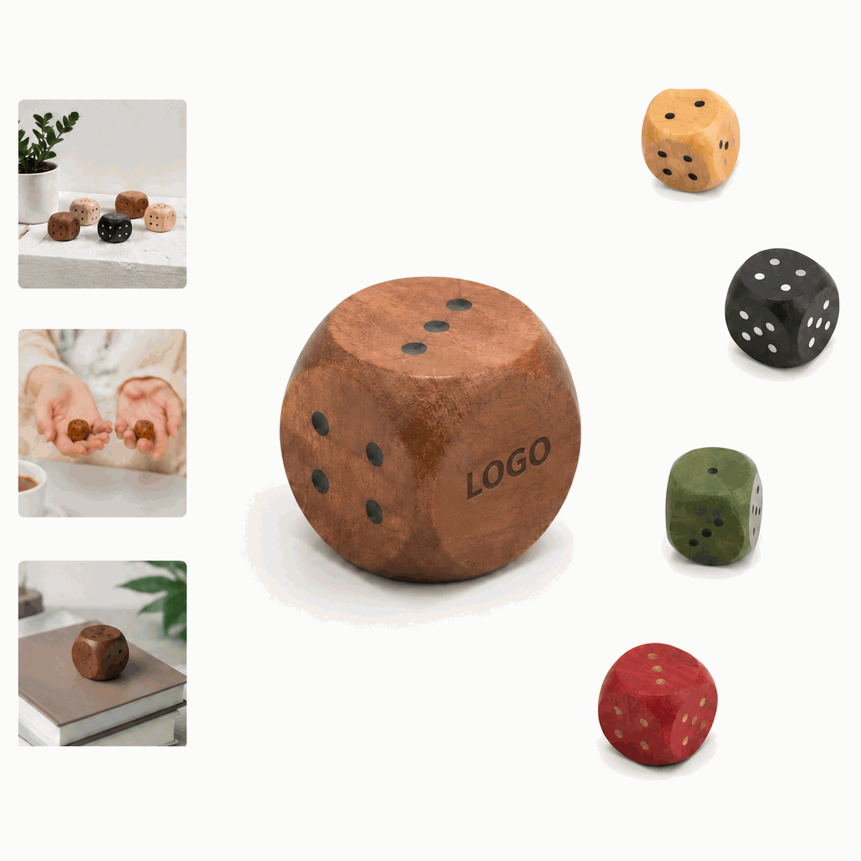 Personalized Round Wooden Dice Set