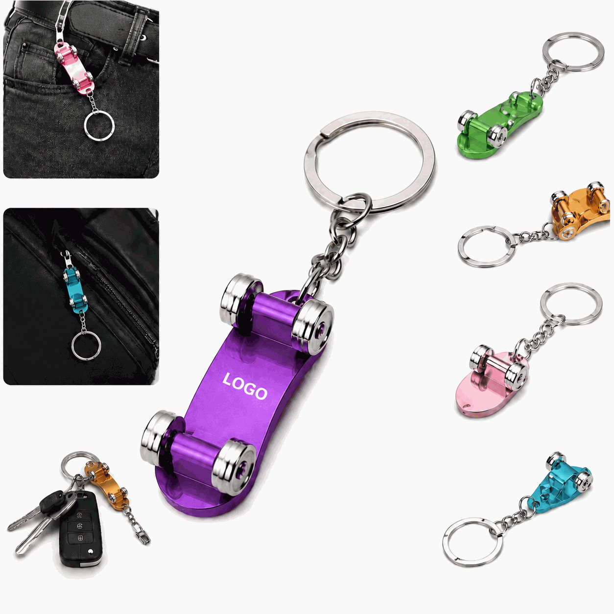 Mini Alloy Skateboard Keychain