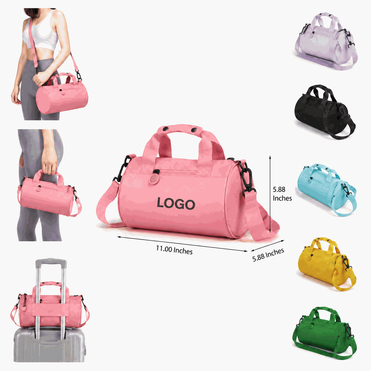 Multi-functional Cylindrical Travel Duffle Bag