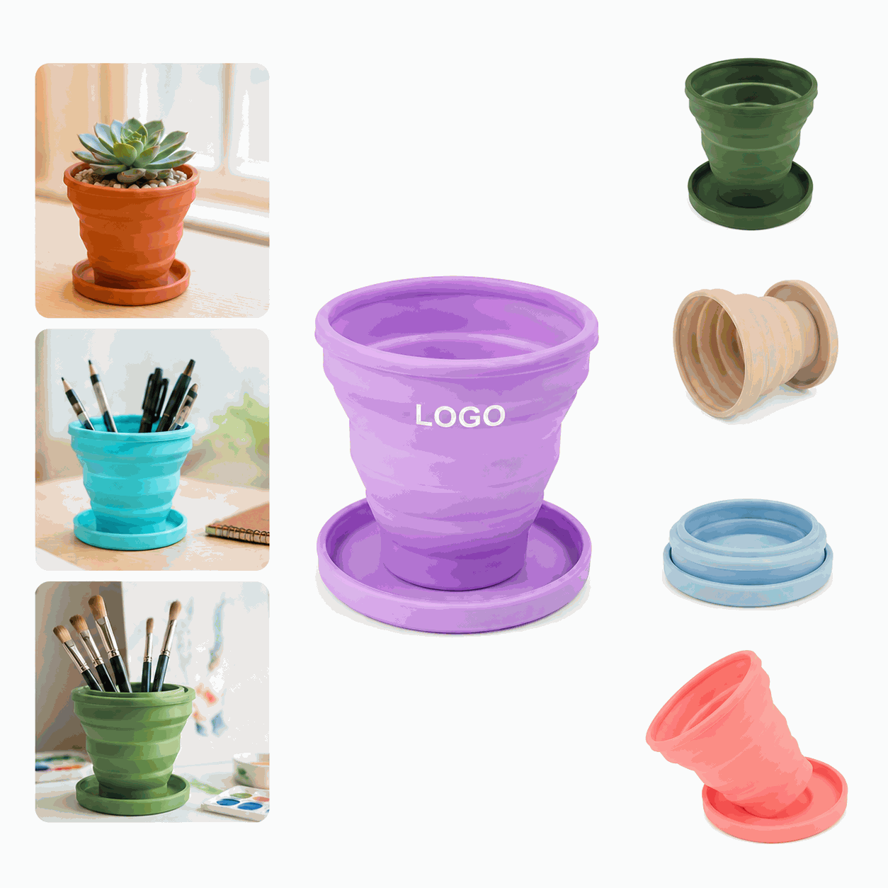 Compact 200ml Foldable Silicone Travel Cup with Lid