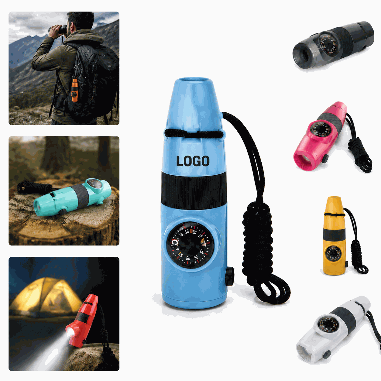 7-in-1 Survival Whistle Compass Tool