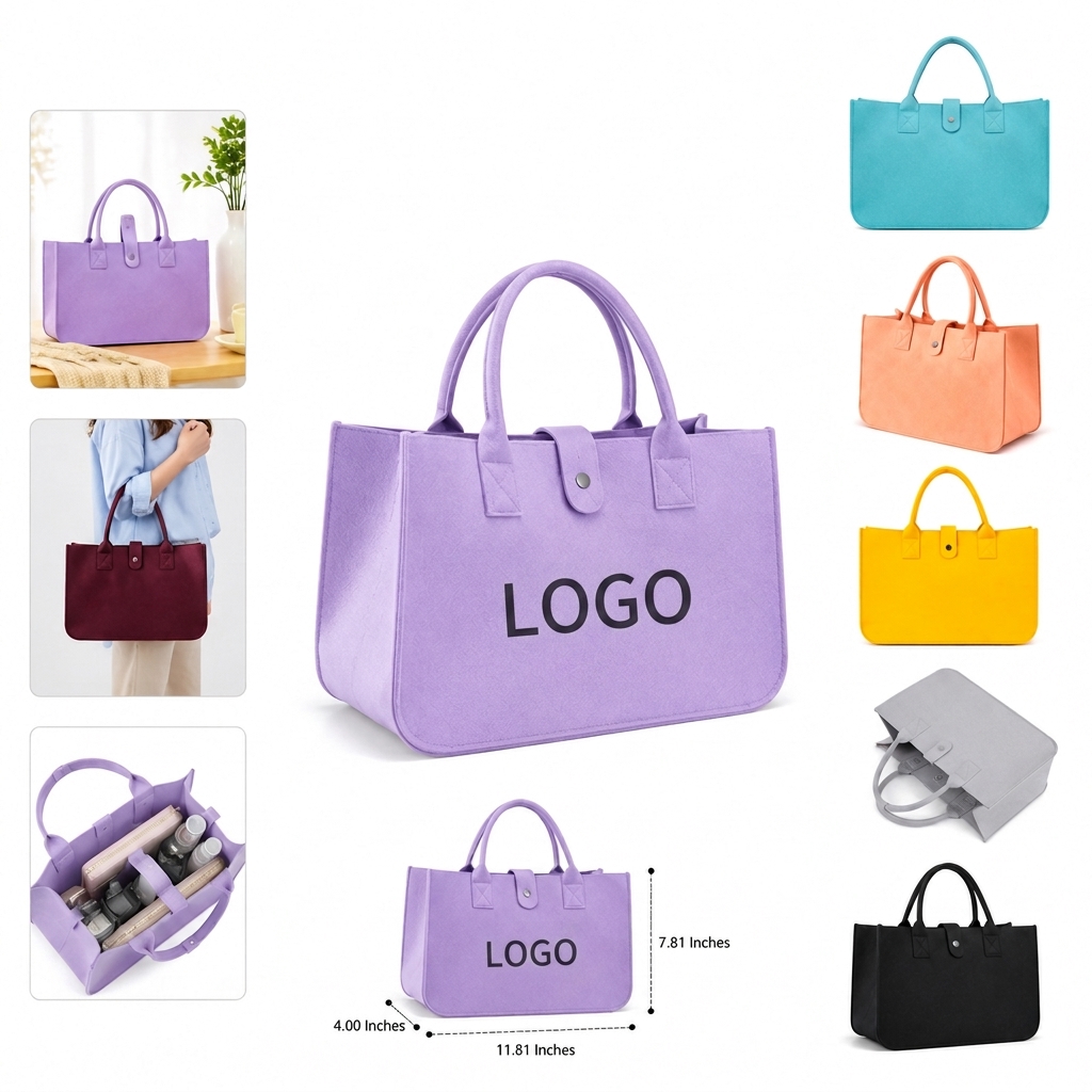 Reusable Foldable Felt Tote Bag