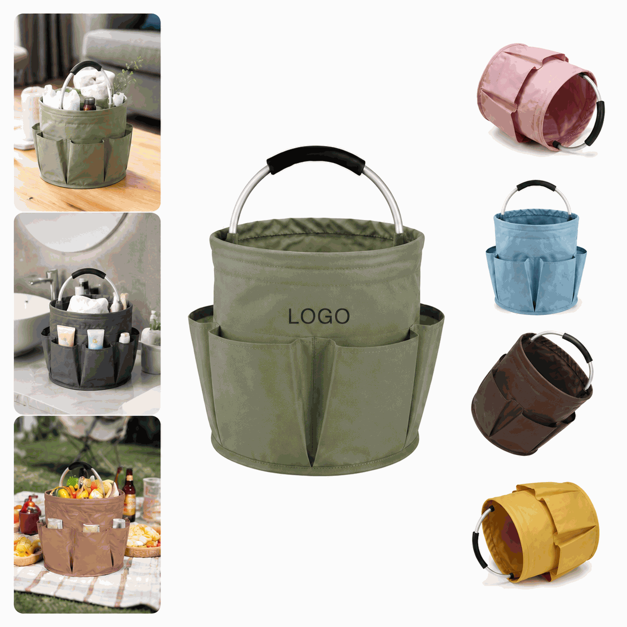 Collapsible Large Camping Picnic Basket with Sturdy Handle