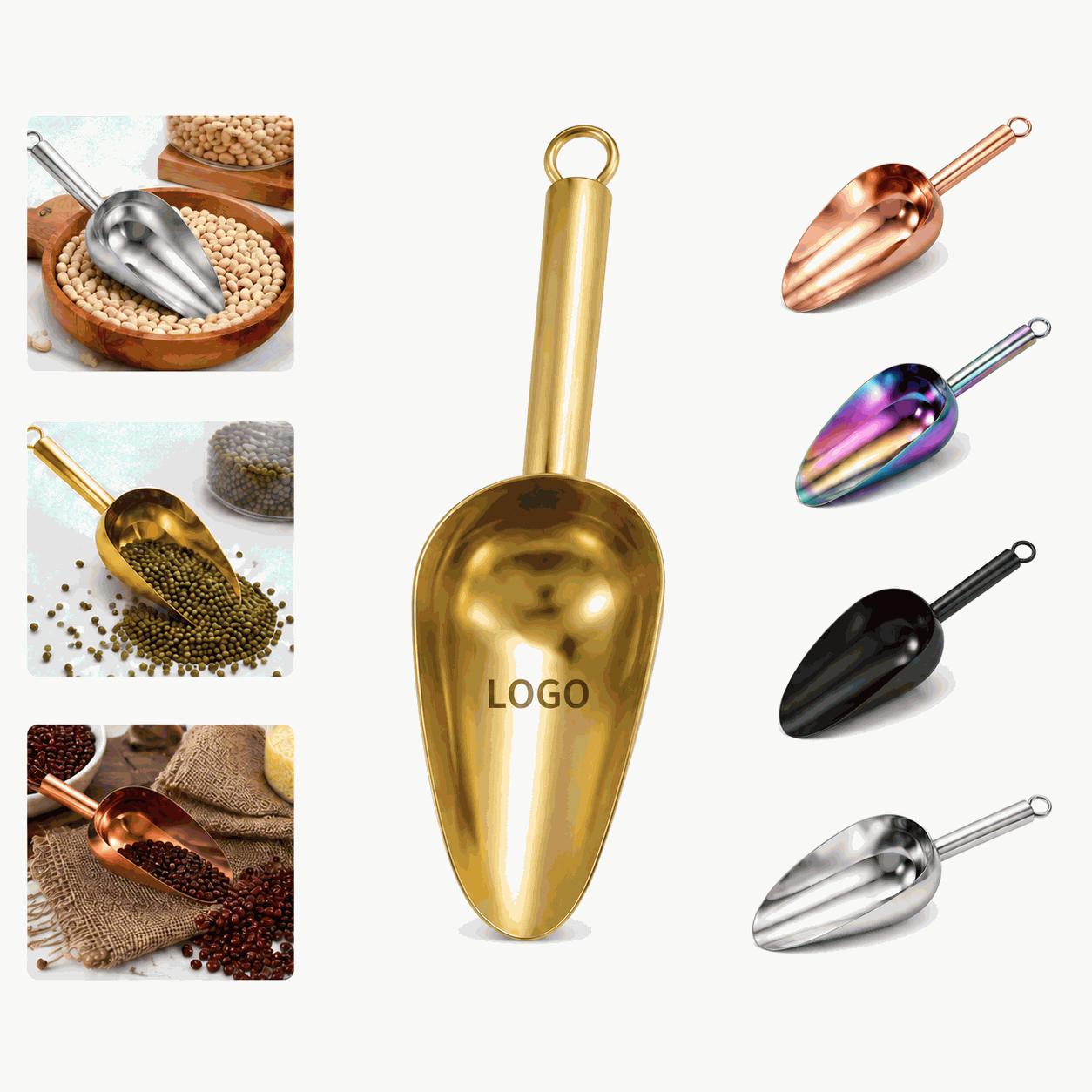 8 Oz Mirror Polish Stainless Steel Ice Scoop
