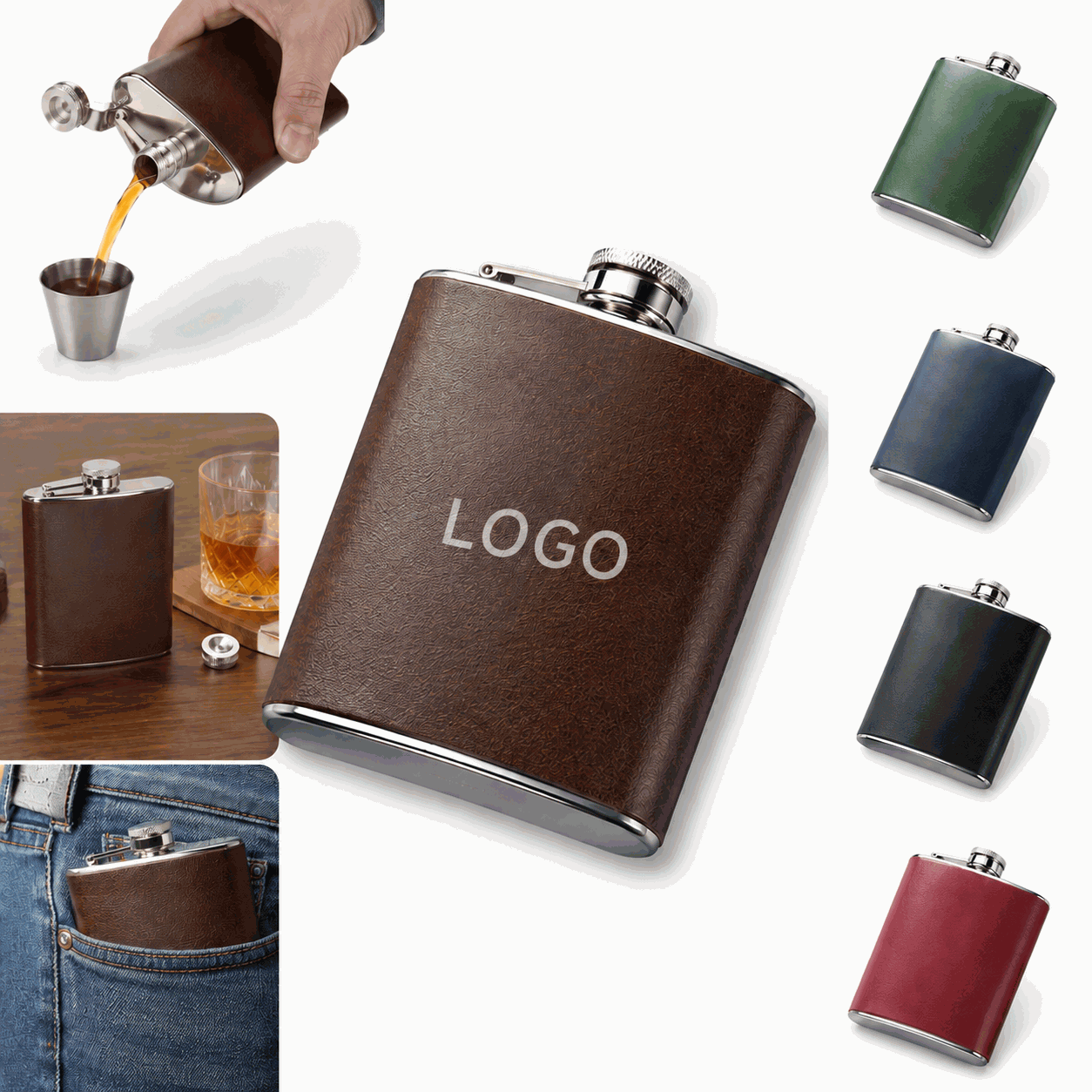 6oz Stainless Steel Slim Hip Flask