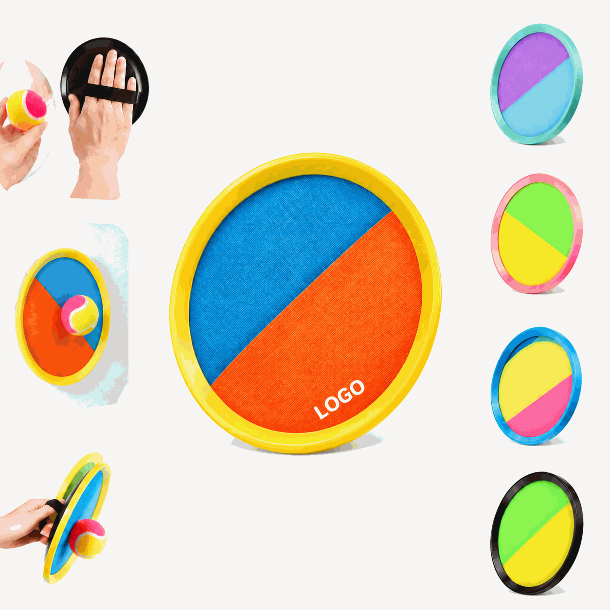 Hook-and-Loop Toss and Catch Paddle Game Set