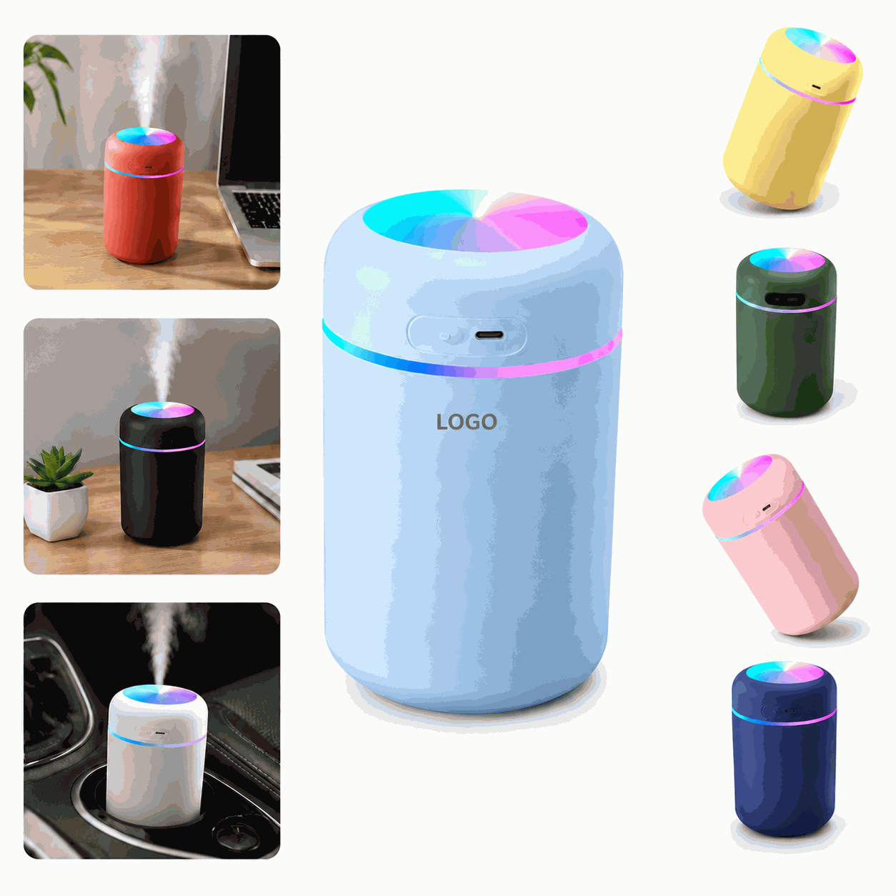 GlowMist 300ML USB Rechargeable Humidifier with Night Light