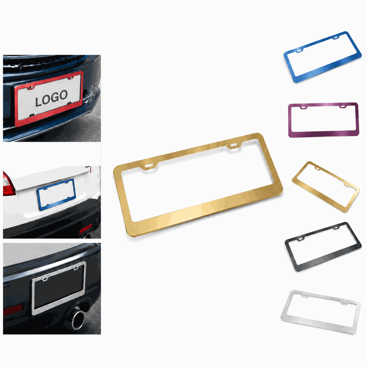 Rustproof Stainless Steel License Plate Frame with Pre-Drilled Holes
