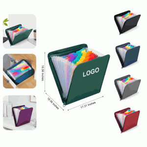 Multi-Compartment Zipper Organizer Bag with Rainbow Index Tabs